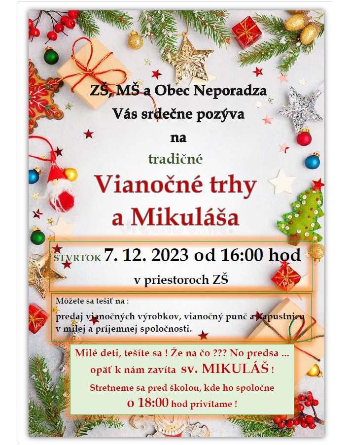 Vianočné trhy a Mikuláš - pozvánka